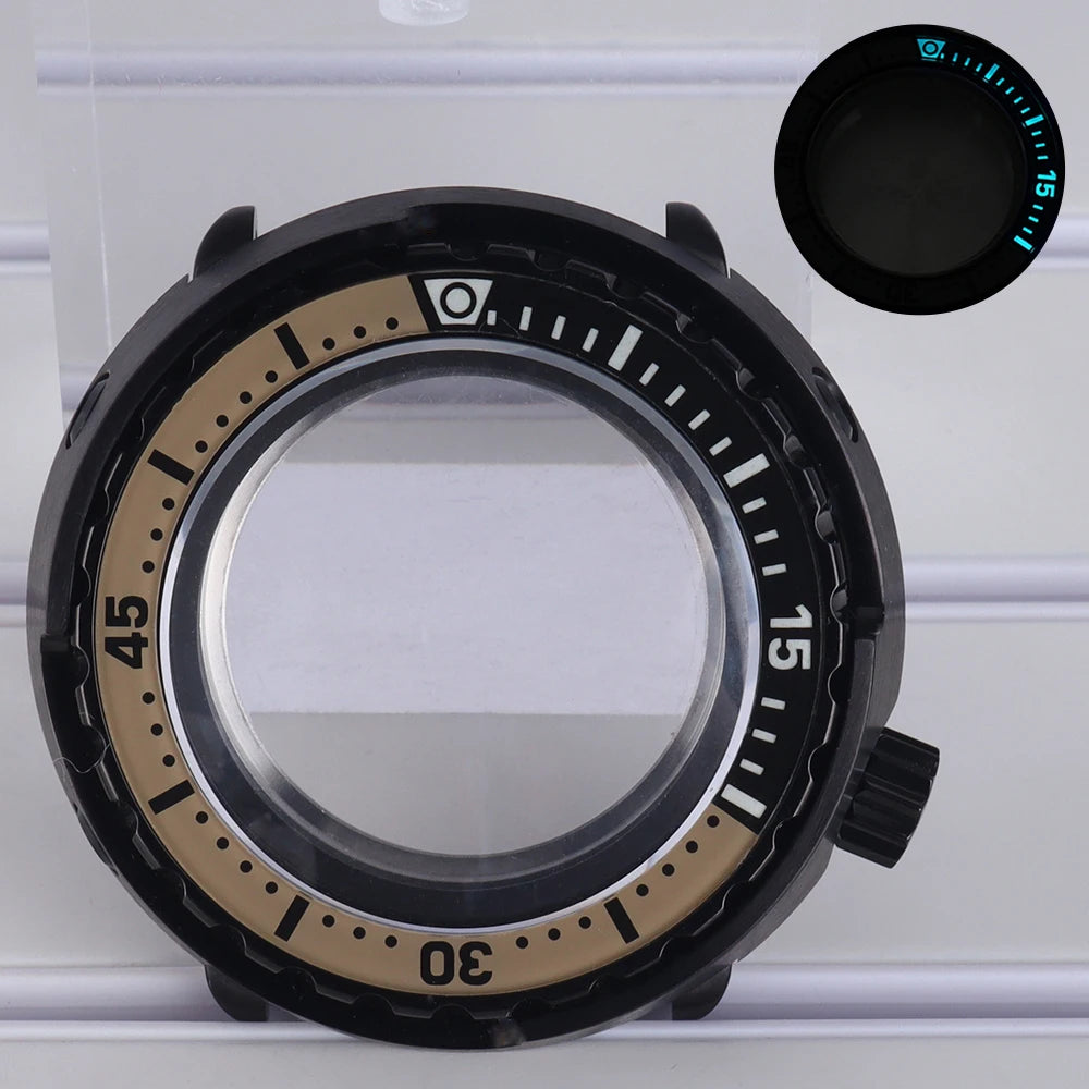 47mm Diver Watch Case Luminous Bezel For NH35 NH36 NH34 NH38 4R36 Tuna Can Mod