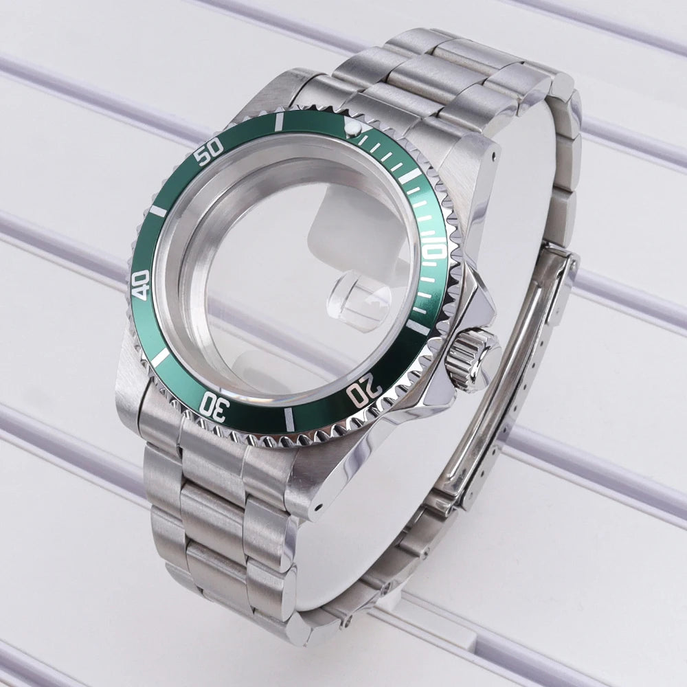 38mm Diving Steel Watch Case Sapphire For NH35 NH36 NH34/38 NH70 For Retro SUB