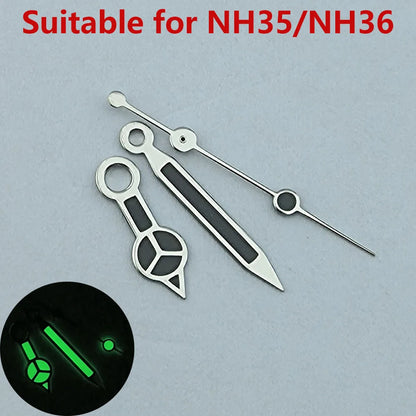 Modified 3 Hands Watch Hands with Green luminous /No luminous for NH35 NH36