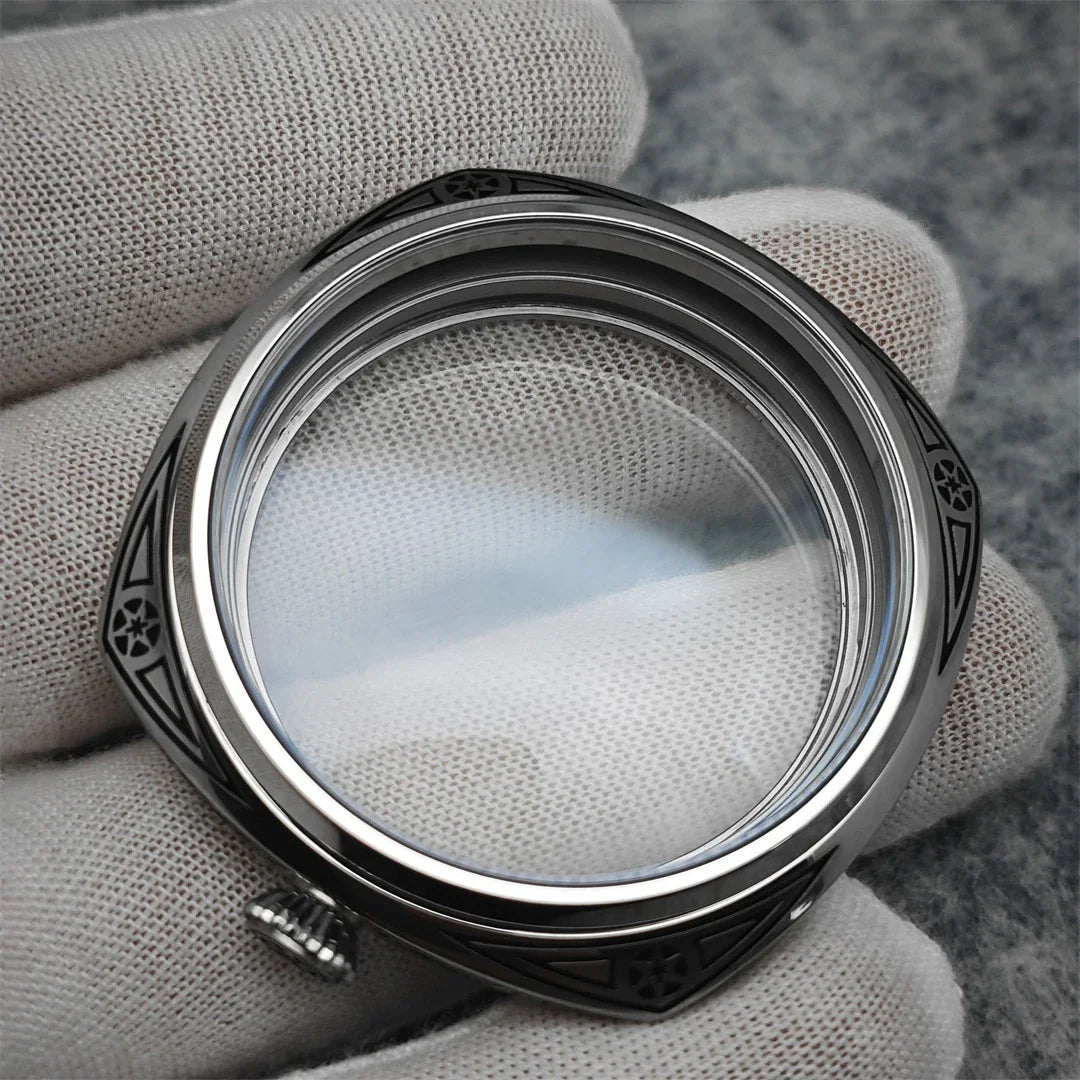 45mm 316L Steel Watch Carved Polished/Brushed Watch Case for ETA 6497/6498