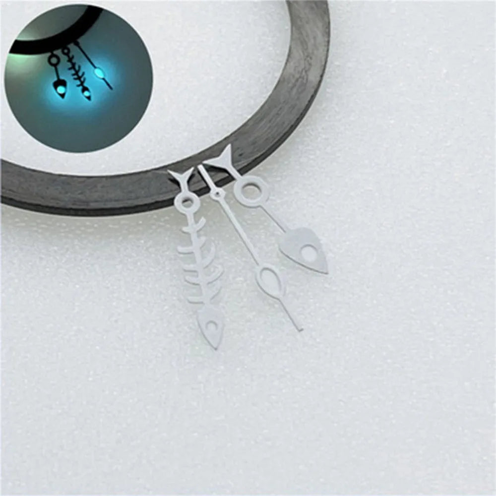 Strong Blue Luminous Fishbone Watch Hands for NH35 NH36 4R35 4R36 Diving Part