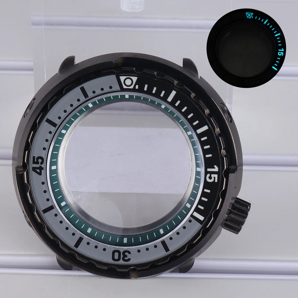 47mm Watch Case Sapphire Crystal For NH35/36 NH38 Modified Tuna Canned C3 Bezel