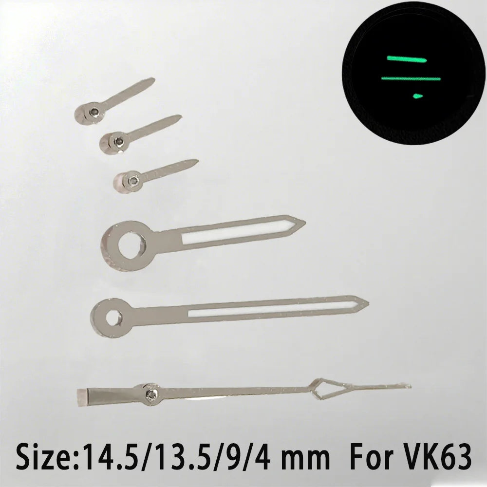 C3 Green Luminous Watch Hands For VK63 Movement Wristwatches fit 32.5mm Dials