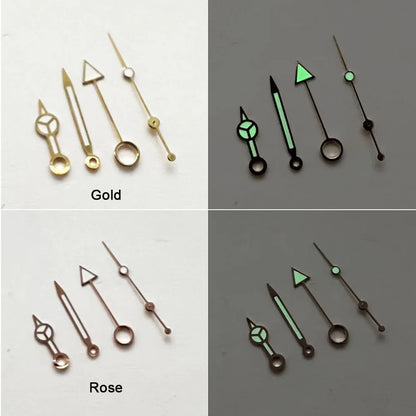 For NH34 Hands Green Luminous 4Pins GMT Hand Rose/Gold for Nh34 Movement