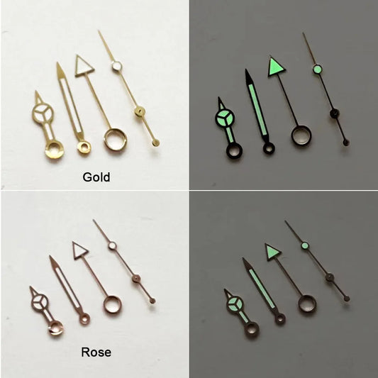 For NH34 Hands Green Luminous 4Pins GMT Hand Rose/Gold for Nh34 Movement