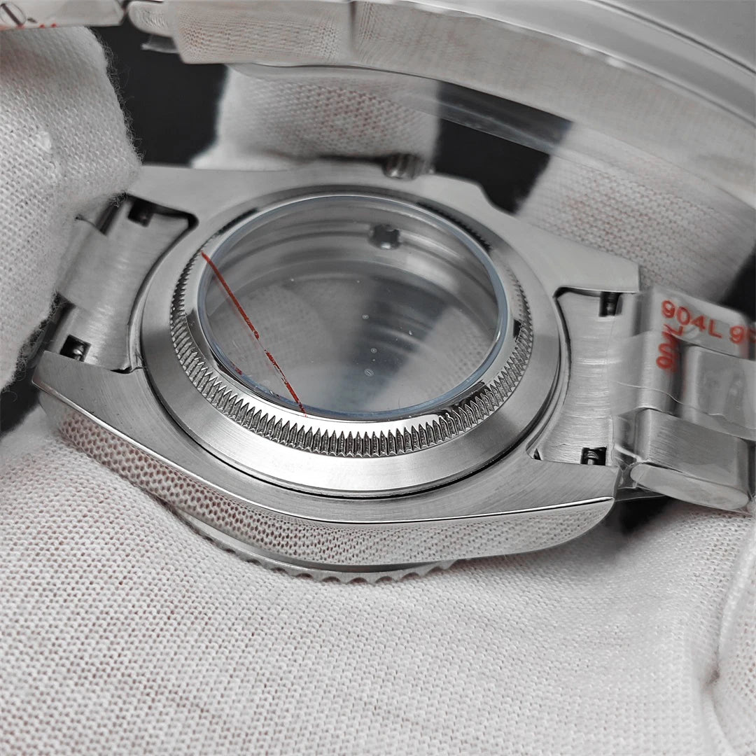 40mm Watch Case Set Sapphire Glass Steel Strap+Ceramics Bezel for NH35/ NH36