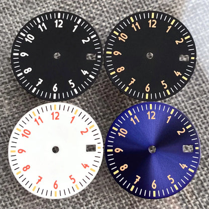 29mm sterile watch dial face with 12-hour numbers for NH35, NH36, ETA2824 movements, DG brand.