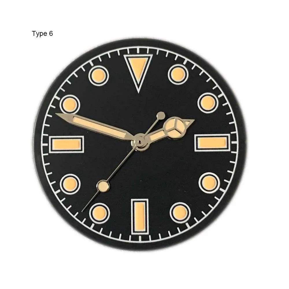 28.5mm Green Luminous Watch Dial + Watch Hands for NH35 NH36 Movement Modified