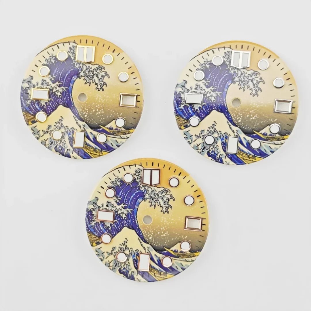 28.5mm Watch Dial Yellow Surfing Surface Circular Scale C3 Luminous for NH35/36