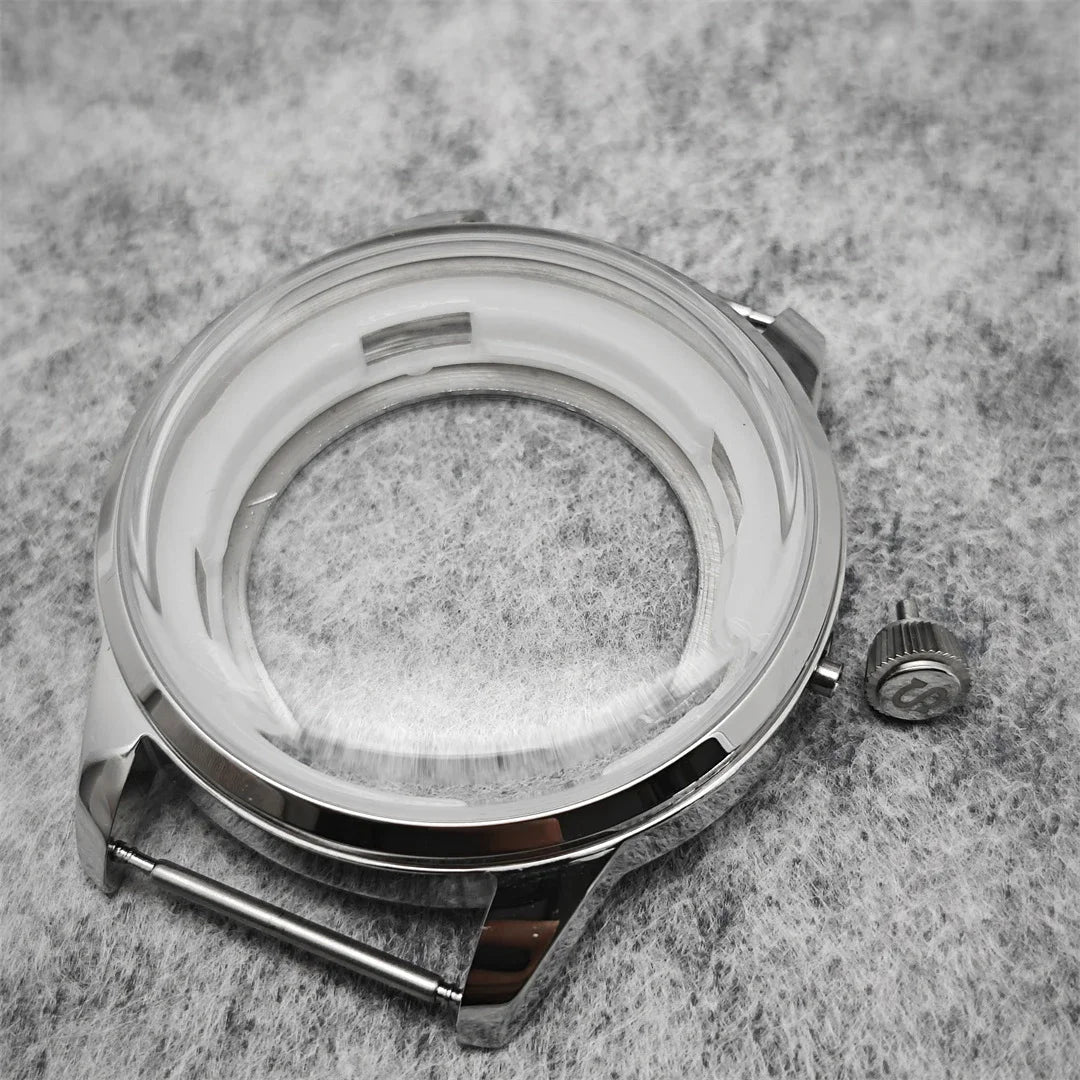 40mm  Steel Watch Case Dial Hands Kit for NH36 NH38 Bubble Mirror Shell Kit