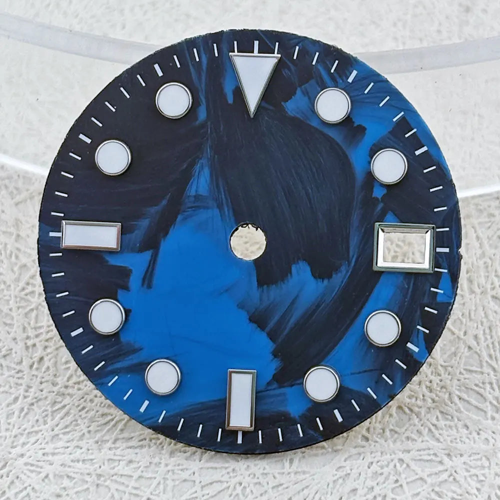 28.5mm Carbon Fiber Material NH Series Watch Dial C3 Luminous For NH34 NH35 NH36