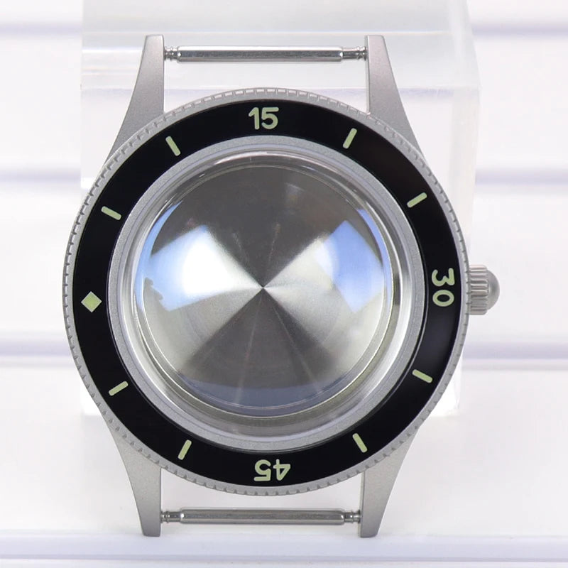 40mm Blasting Sand Cases Luminous Bezel Bubble Sapphire Fit NH35 NH36 NH38 4R36