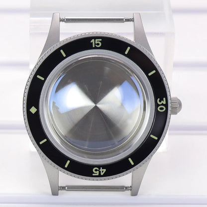 40mm Blasting Sand Cases Luminous Bezel Bubble Sapphire Fit NH35 NH36 NH38 4R36