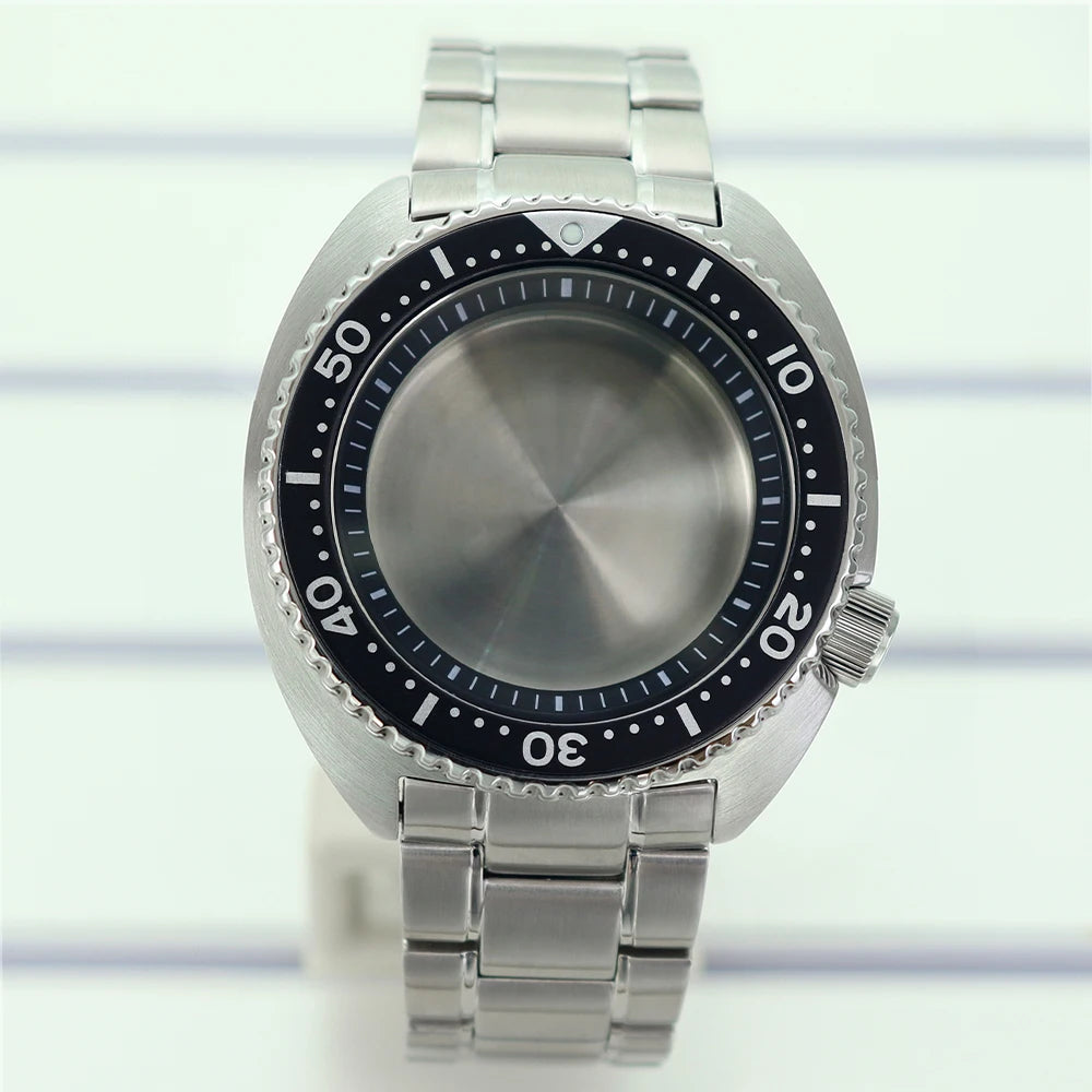 45mm Steel Watch Case Sapphire Glass For Mod skx big Abalone NH35 NH36 NH38