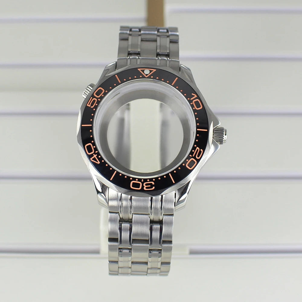 41mm Watch Case Strap Waterproof for Seamaster NH34 NH35 NH36 fit 30.5mm Dial