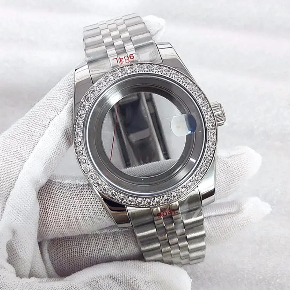 39mm/36mm Watch Case Strap Set with Diamond Bezel for NH35 NH36 Sapphire Glasse