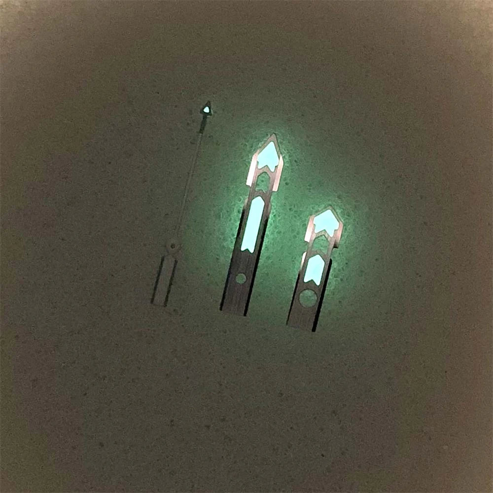 Modified Silver Trim Green Luminous Watch Hands for NH34 NH35 NH36 NH70 Movement