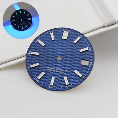 28.5mm Watch Dial Metallic Texture Surface Log BGW9 Luminous for NH35 Movement