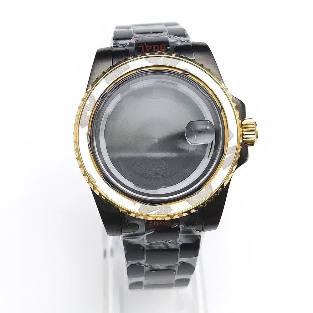 40MM Black Gold Watch Case for 8215/2813/3804/NH35/NH36 Mechanical Movement