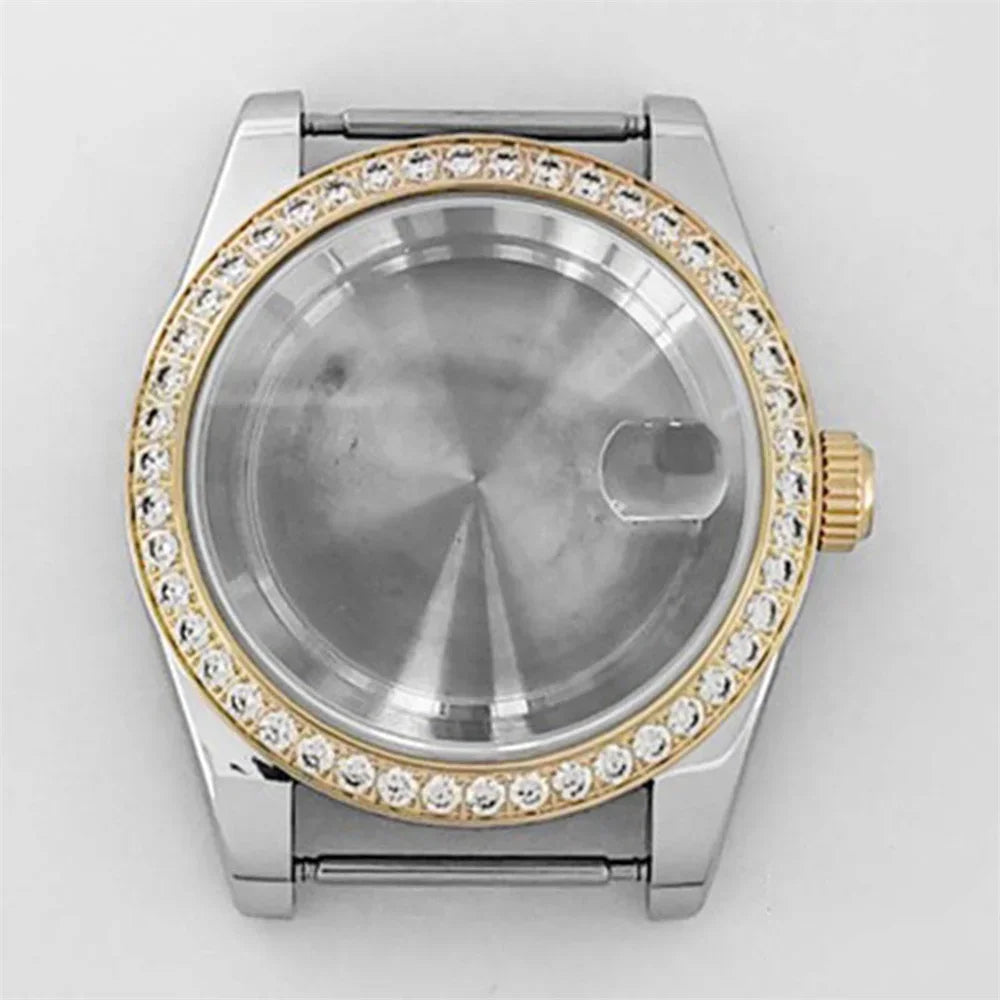 39mm Stainless Steel Diamond Sapphire Glass Watch Case for NH35 NH36 Movement