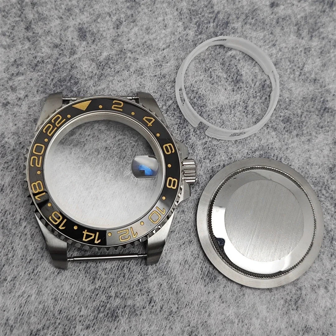 40mm SUB GMT Steel Watch Case for 2813/8215/2836/3804/8200 with Sapphire Glass