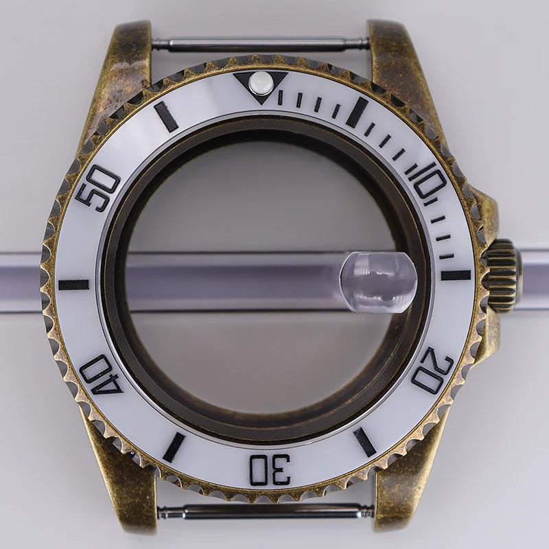 Bronze 40mm Watch Case Ceramic Bezel For SUB NH35/36/34/38/70 Sapphire Glass
