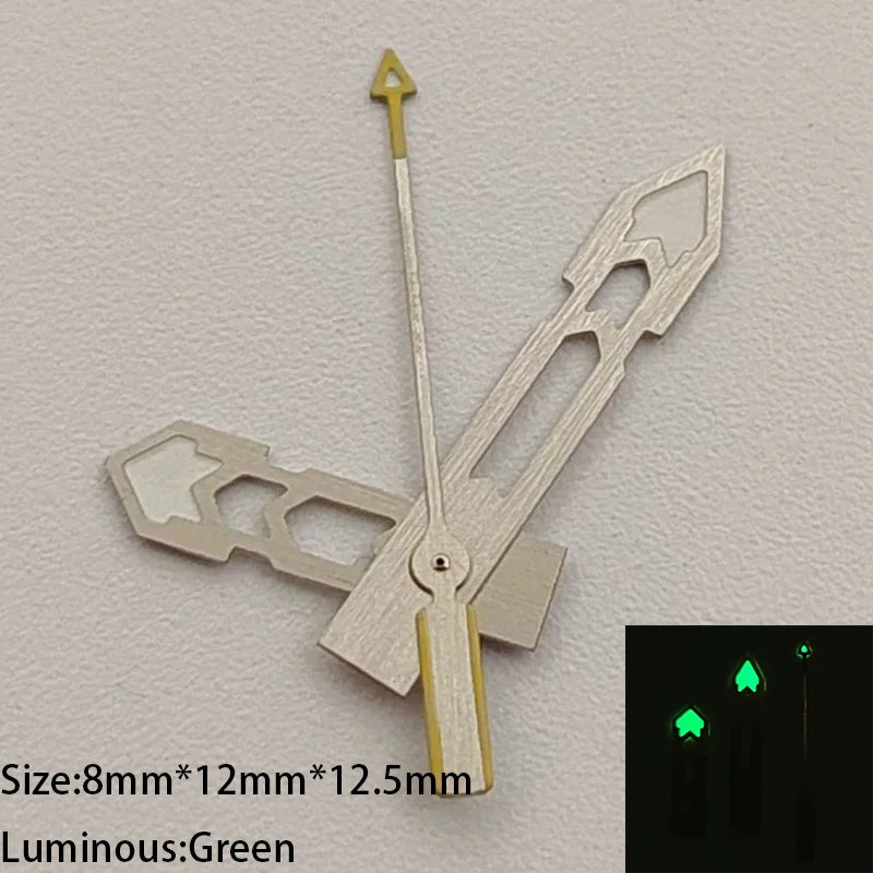 Modified Green Luminous Silver-Yellow Watch Hands for NH35/NH36/4R/7S Movement