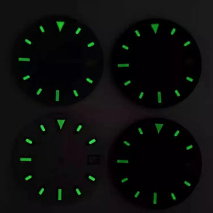 28.5mm Watch Dial Snow Frost Surface Wrinkle Texture Green Luminous for NH35