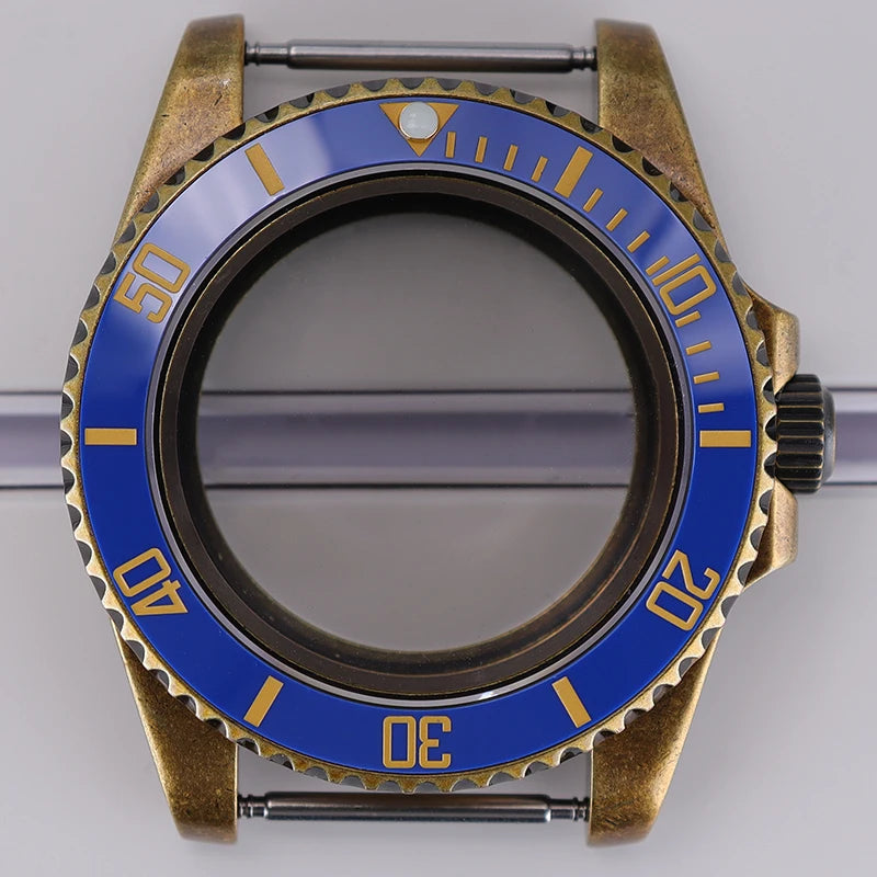 Bronze 40mm Watch Case Ceramic Bezel For SUB NH35/36/34/38/70 Sapphire Glass