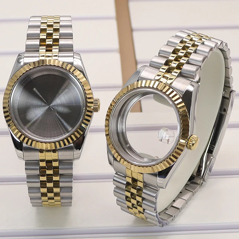 36/39mm Fluted Watch Case Sapphire Glass For NH35 NH36 NH34 4R36 Miyota 8215