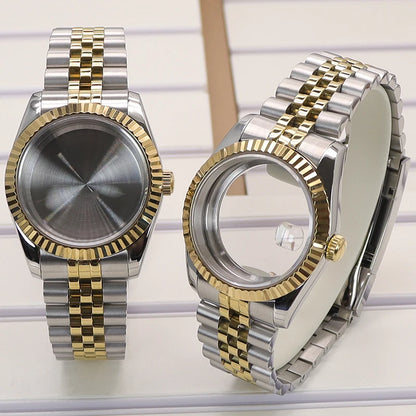 36/39mm Fluted Watch Case Sapphire Glass For NH35 NH36 NH34 4R36 Miyota 8215