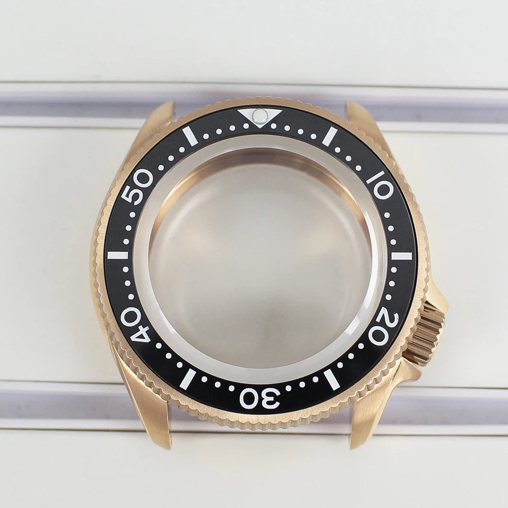 Rose Gold 38mm Watch Case Sapphire Glass Ceramic Bezel For NH35 NH36 4R36 NH35
