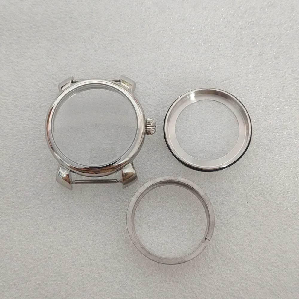 40MM Stainless Steel Silver Watch Case with Mineral Glass for NH35 NH36 Movement