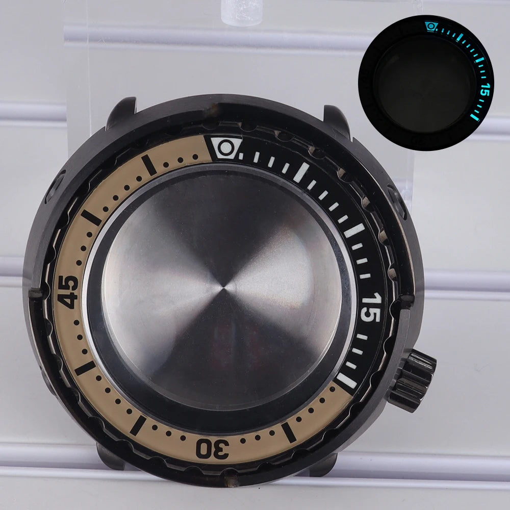 47mm Watch Case Sapphire Crystal For NH35/36 NH38 Modified Tuna Canned C3 Bezel