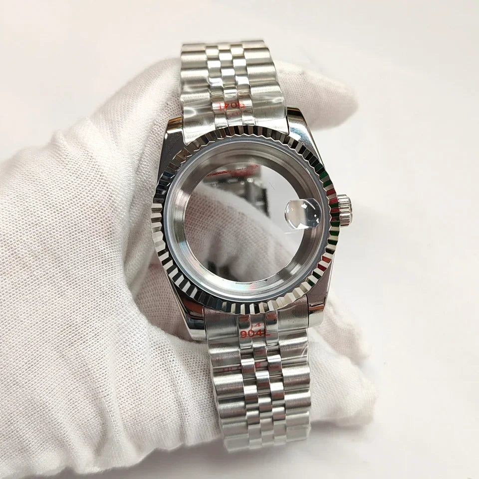 36/39mm Watch Case Transparent Back Cover with Date Window for NH35 NH36