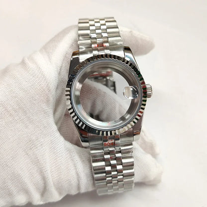 36/39mm Watch Case Transparent Back Cover with Date Window for NH35 NH36
