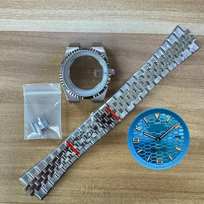 39.5mm Land-Dweller Watch Case Set Strap+Dial+Hands Lume Sapphire Glass Fit NH35