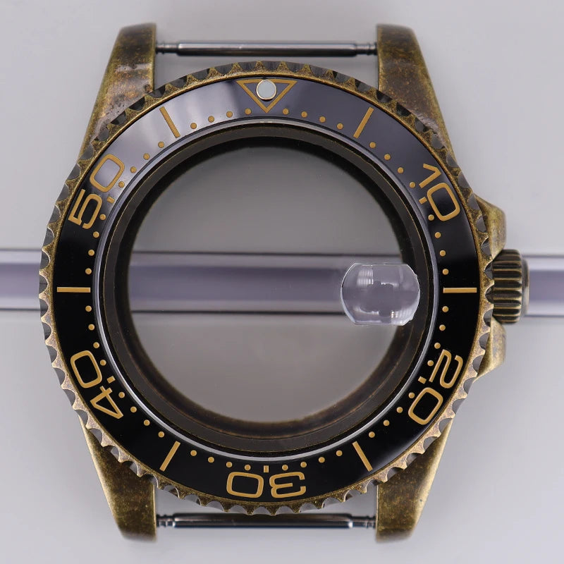 40mm Bronze SUB Watch Case Bezel For NH35/36 GMT NH34/38 4R36 Sapphire Crystal