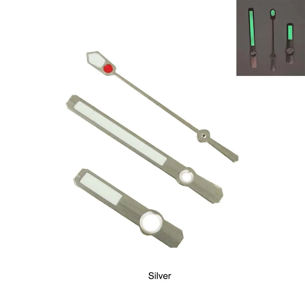 Green Luminous Watch Hands Set for NH35/36/4R/7S Modified 3Pins Silver/Rose Gold