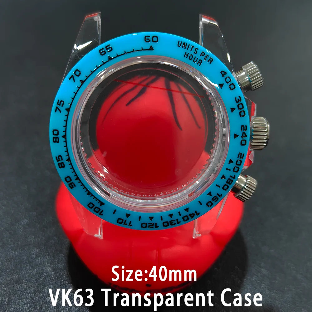 40mm Acrylic Transparent Case Suitable For VK63 Watchs Case 20mm Strap Modified