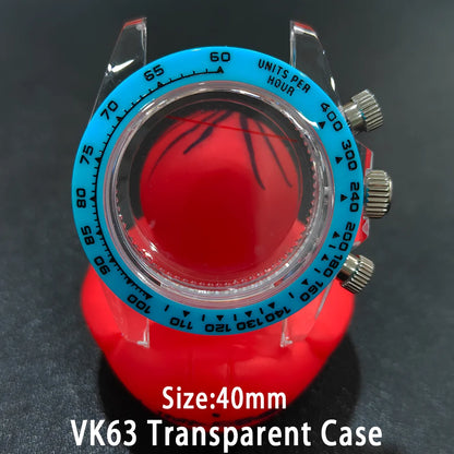 40mm Acrylic Transparent Case Suitable For VK63 Watchs Case 20mm Strap Modified
