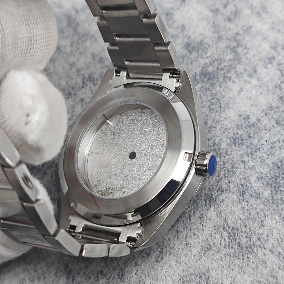 41MM Watch Case with Sapphire Crystal Clear Back+Strap+Dial+Hand for NH35/NH36
