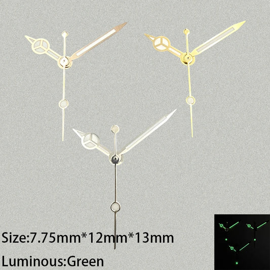 Green Luminous Cusp Benz 7.75*12*13mm Watch Hands for NH35/NH36/4R/7S