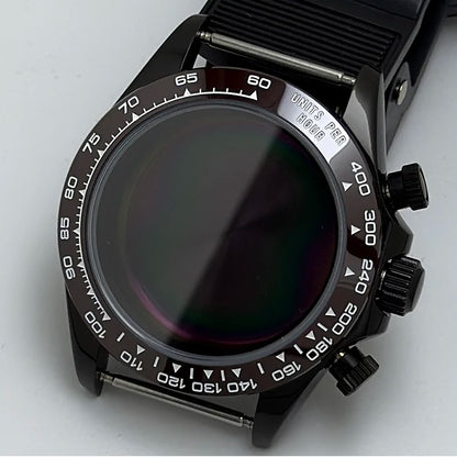 316L Steel 39mm Black Watch Case Sapphire Glass Ceramic/Steel Bezel Fit VK63