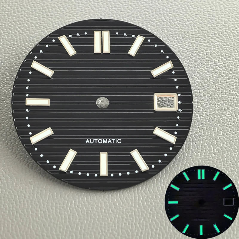 30.5mm Nautilus Green Luminous Watch Dial Fits NH35 NH36 NH38 4R35 4R36 6R 7S26