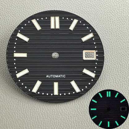 30.5mm Nautilus Green Luminous Watch Dial Fits NH35 NH36 NH38 4R35 4R36 6R 7S26