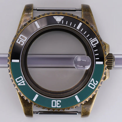 Bronze 40mm Watch Case Ceramic Bezel For SUB NH35/36/34/38/70 Sapphire Glass