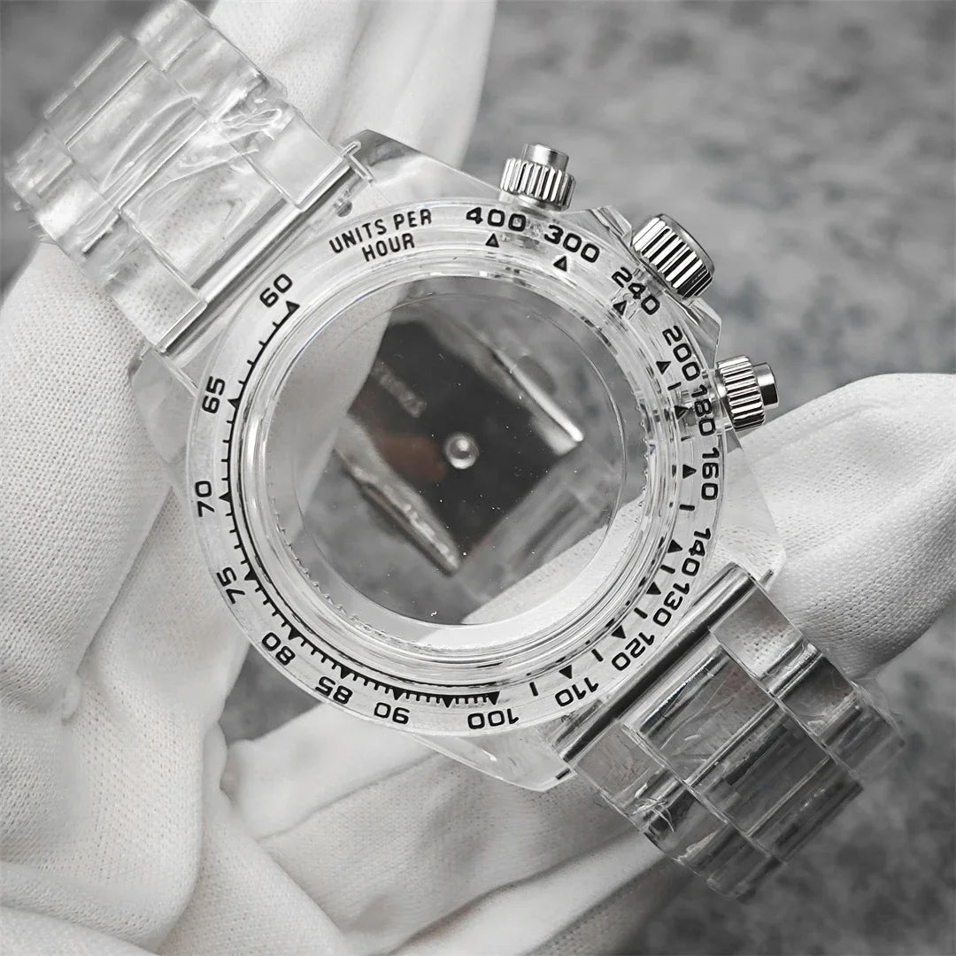 39mm Transparent Acrylic Watch Case 20mm Watch Bands Set 29.5mm Dial  for VK63