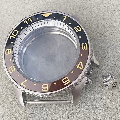 316L Steel 41.5mm 3.8 SKX007 SUB GMT 1-11 Bezel+Ring Watch Case Fit NH35/NH36
