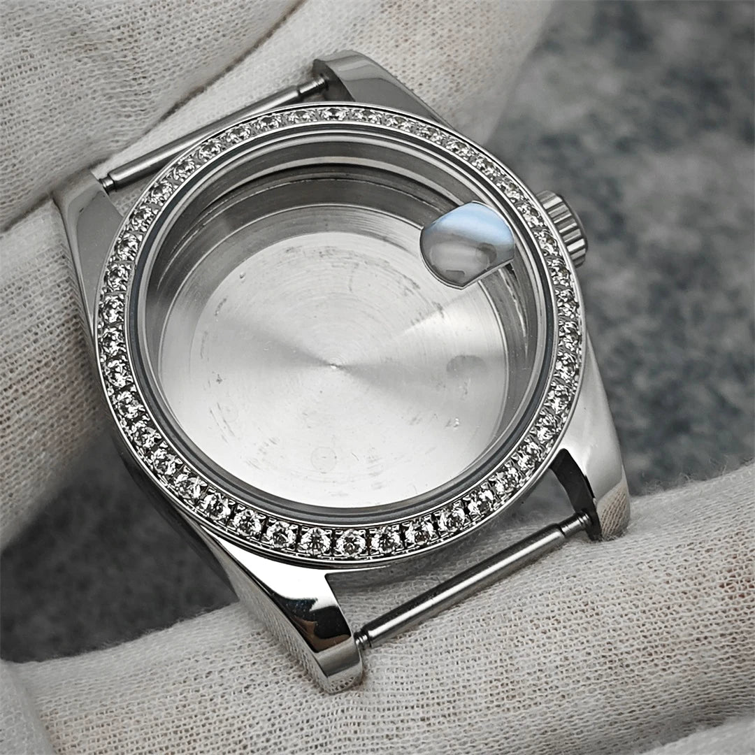 Oyster Diamond tainless Steel Watch Case with Sapphire Crystal Sfor NH35/NH36/4R